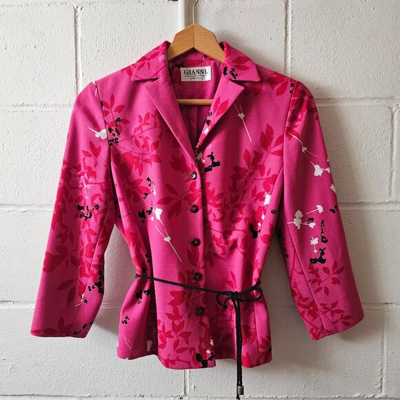 Gianni Chiarini Tops - y2k Barbiecore McBling Office Siren Coquette Girly Pink Cherry Blossom Blouse